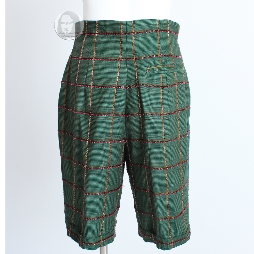 Shorts Preppy Plaid Beaded by Randolph Duke for Martha Palm Beach Vintage 80s - Picture 6 of 8